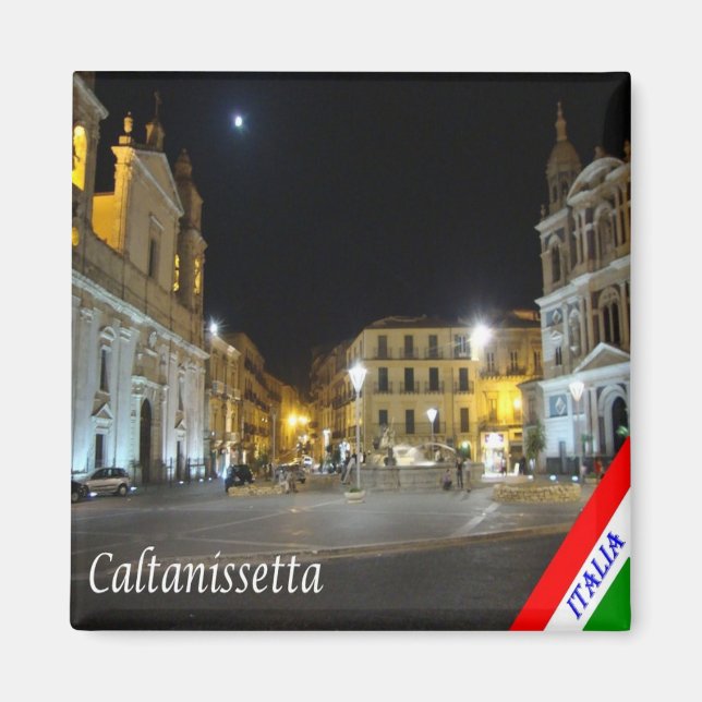 SCL091 CALTANISSETTA, Piazza Garibaldi, Fridge Magnet (Front)