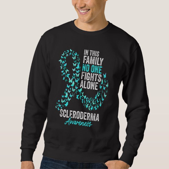 Scleroderma Awareness Month Butterflies Teal Ribbo Sweatshirt (Front)