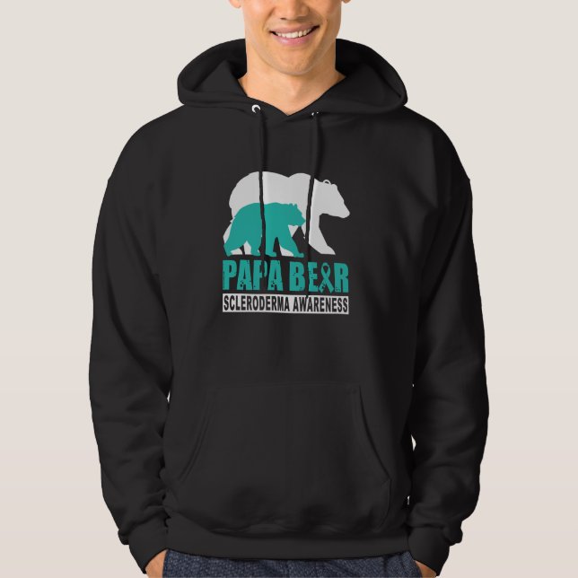 Scleroderma Awareness Papa Bear Teal Support Fathe Hoodie (Front)