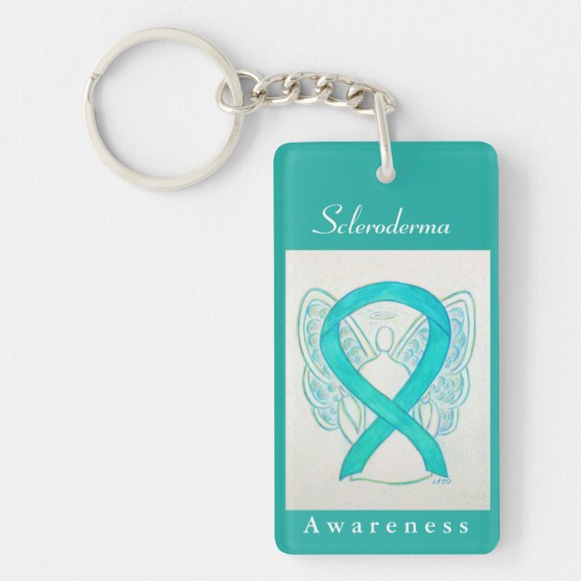 Scleroderma Awareness Ribbon Angel Keychain (Front)