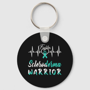 Scleroderma Awareness Warrior Heartbeat Fight Teal Keychain