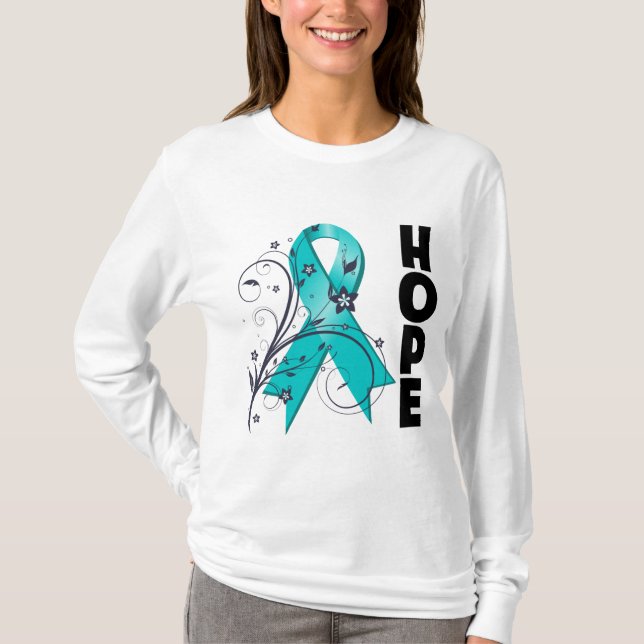 Scleroderma  Floral Hope Ribbon T-Shirt (Front)