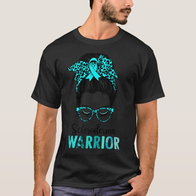 Scleroderma Warrior Fighter Awareness Teal Ribbon T-Shirt (Front)