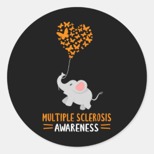Sclerosis Awareness Ms Month Elephant Butterfly Classic Round Sticker