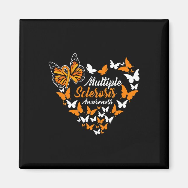 Sclerosis Awareness Ms Orange Ribbon Butterfly  Magnet (Front)
