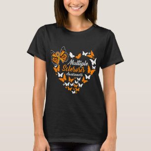 Sclerosis Awareness Ms Orange Ribbon Butterfly  T-Shirt
