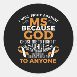 Sclerosis Awareness Ms Orange Ribbon Men Women Kid Classic Round Sticker