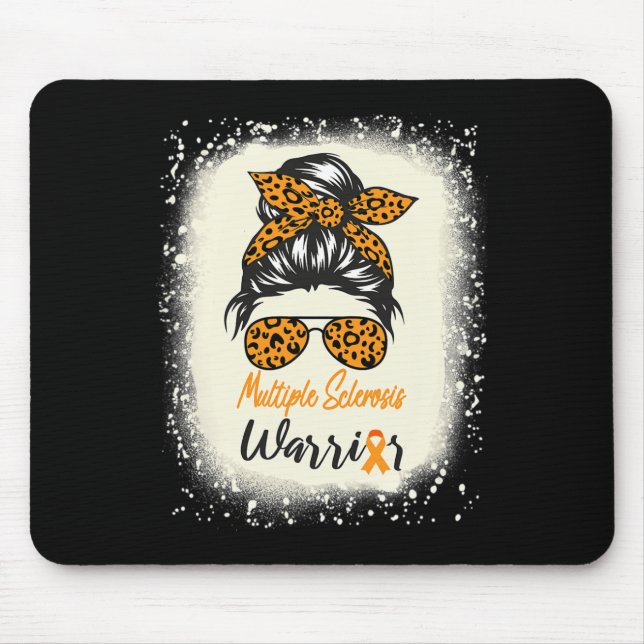 Sclerosis Awareness Ms Warrior Messy Bun Leopard  Mouse Pad (Front)