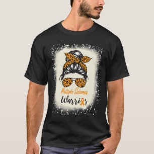 Sclerosis Awareness Ms Warrior Messy Bun Leopard T-Shirt