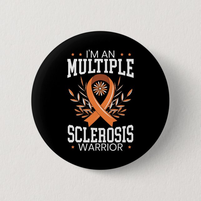 Sclerosis Awareness Orange Ribbon  2 Inch Round Button (Front)