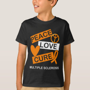 Sclerosis Awareness Peace Love Cure Ms Awareness T-Shirt