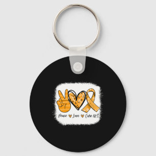 Sclerosis Awareness Peace Love Cure Ms Warrior Keychain