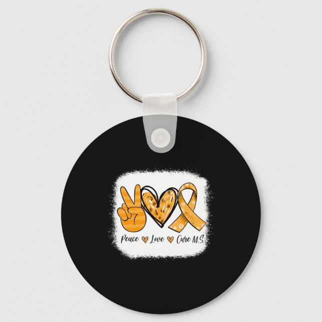 Sclerosis Awareness Peace Love Cure Ms Warrior  Keychain (Front)
