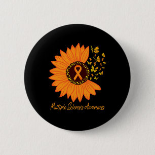 Sclerosis Awareness Ribbon Flower Ms Butterfly  2 Inch Round Button