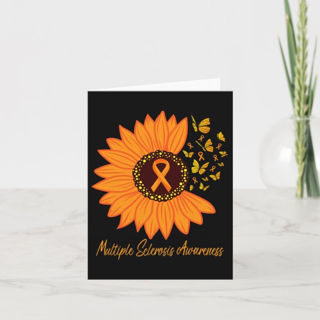 Sclerosis Awareness Ribbon Flower Ms Butterfly  Card (Front)