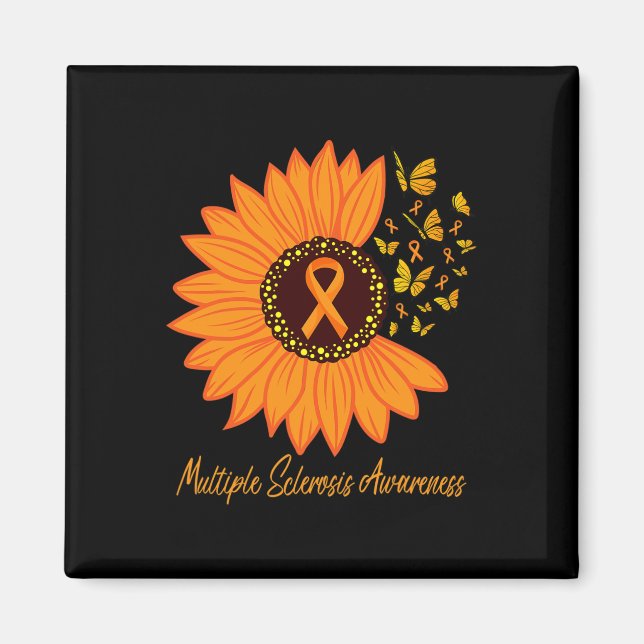 Sclerosis Awareness Ribbon Flower Ms Butterfly  Magnet (Front)
