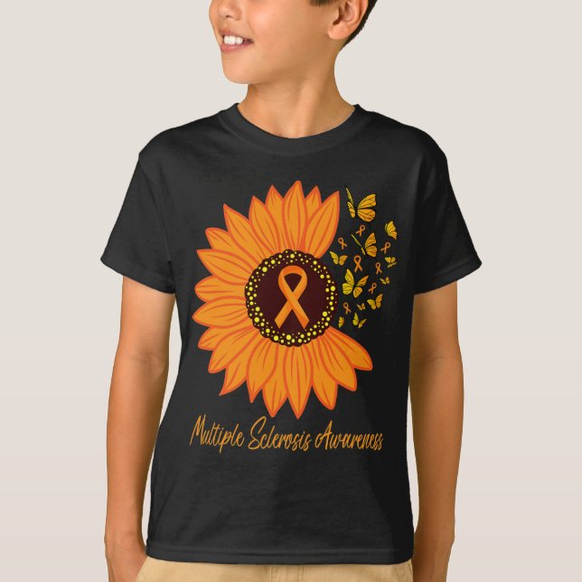 Sclerosis Awareness Ribbon Flower Ms Butterfly  T-Shirt (Front)