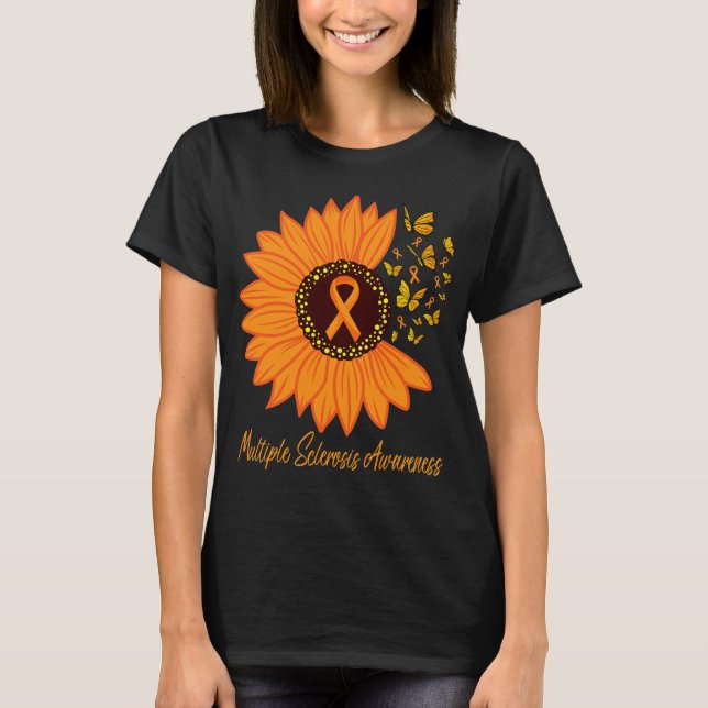 Sclerosis Awareness Ribbon Flower Ms Butterfly  T-Shirt (Front)