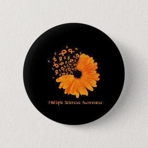 Sclerosis Awareness Ribbon Flower Ms Hope Fighter  2 Inch Round Button