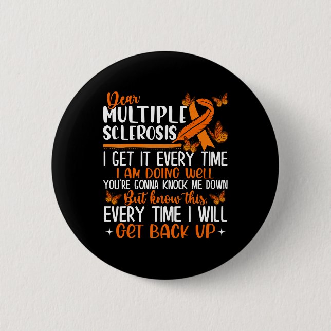Sclerosis Butterfly Ribbon World Ms Day  2 Inch Round Button (Front)