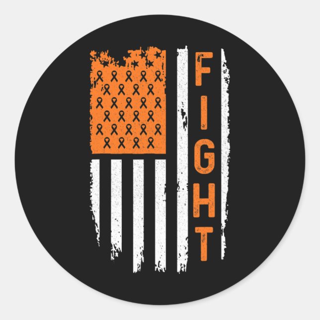 Sclerosis Flag Awareness Ms Orange Ribbon  Classic Round Sticker (Front)