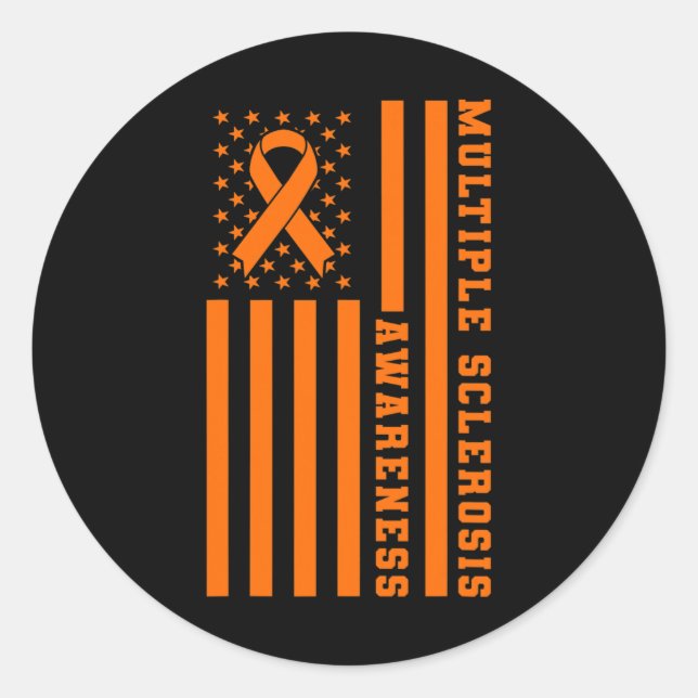 Sclerosis Ms Awareness Patriotic Usa American Flag Classic Round Sticker (Front)