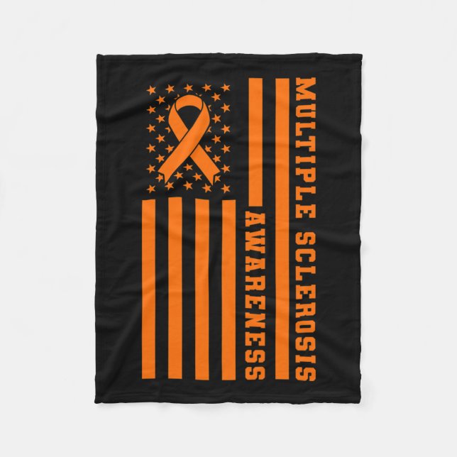 Sclerosis Ms Awareness Patriotic Usa American Flag Fleece Blanket (Front)