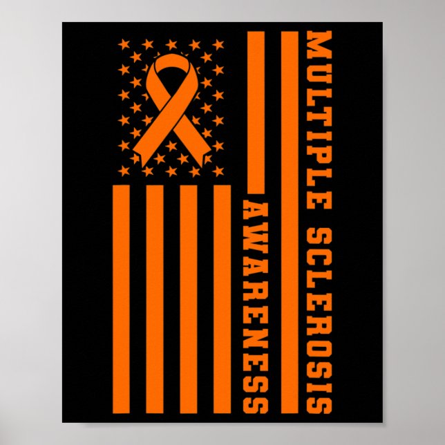 Sclerosis Ms Awareness Patriotic Usa American Flag Poster (Front)