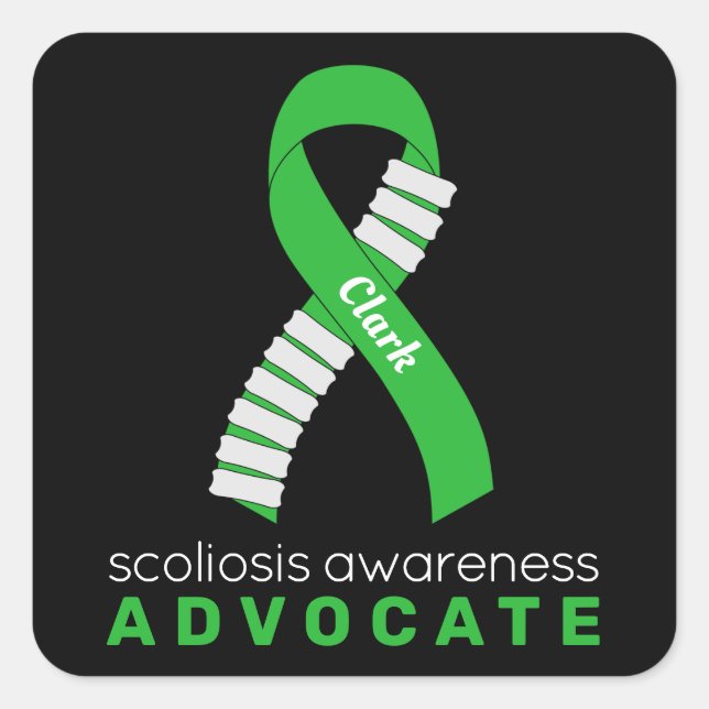 Scoliosis Advocate Black Square Sticker (Front)