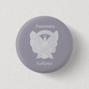 Scoliosis Awareness Angel White Ribbon Art Pin