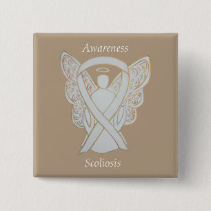 Scoliosis Awareness Angel White Ribbon Art Pin