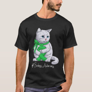 Scoliosis Awareness Month Green Ribbon Cat T-Shirt
