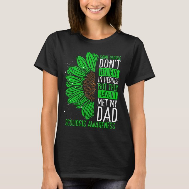 Scoliosis Awareness Ribbon Dad Warrior T-Shirt (Front)