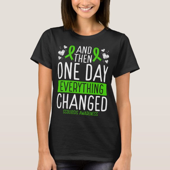 Scoliosis Awareness Ribbon Warrior Scoliosis T-Shirt (Front)