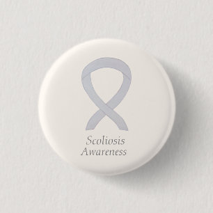 Scoliosis Awareness White Ribbon Custom Art Pin