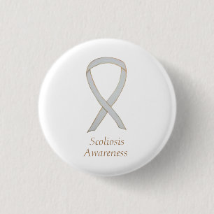 Scoliosis Awareness White Ribbon Custom Art Pin