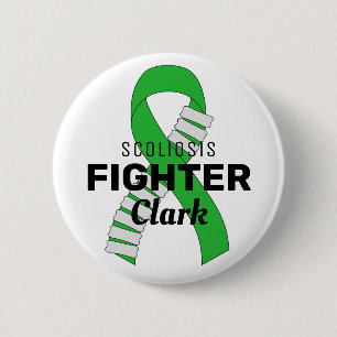 Scoliosis Fighter Ribbon White Button