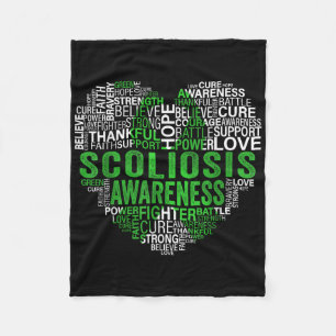 Scoliosis Green Ribbon Awareness Support Fleece Blanket