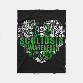 Scoliosis Green Ribbon Awareness Support  Fleece Blanket