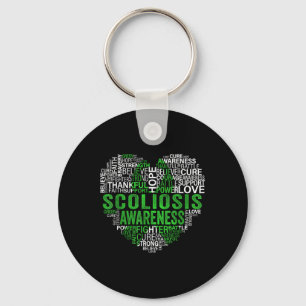 Scoliosis Green Ribbon Awareness Support Keychain