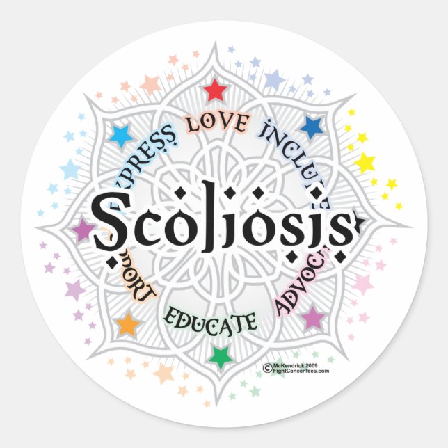 Scoliosis Lotus Classic Round Sticker (Front)