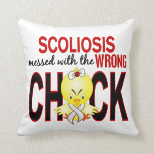 Scoliosis Messed With Wrong Chick Throw Pillow