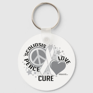 Scoliosis Peace Love Cure Keychain