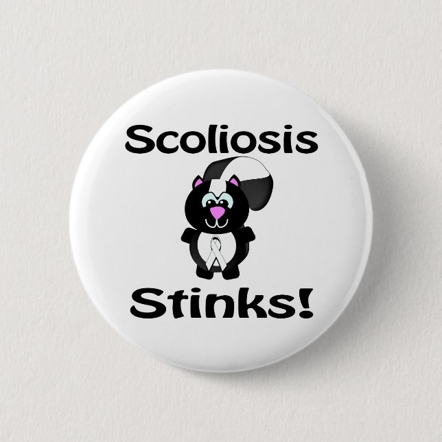 Scoliosis Stinks Skunk Awareness Design 2 Inch Round Button (Front)