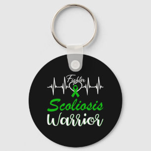 Scoliosis Warrior Heartbeat Fight Green Ribbon Lov Keychain