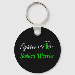 Scoliosis Warrior Heartbeat Fight Green Ribbon Lov Keychain