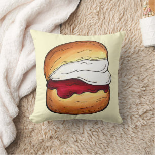 Scone Clotted Cream Jam Tea Shoppe British Food Throw Pillow