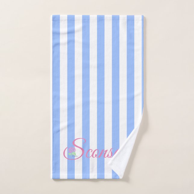 Sconset/Nantucket serviette bleue bande (Serviette à main)
