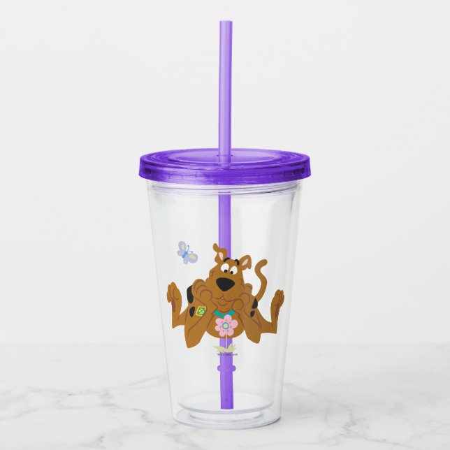 Scooby-Doo Admiring Flower Acrylic Tumbler (Front)