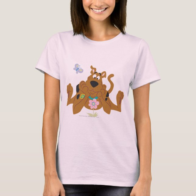 Scooby-Doo Admiring Flower T-Shirt (Front)